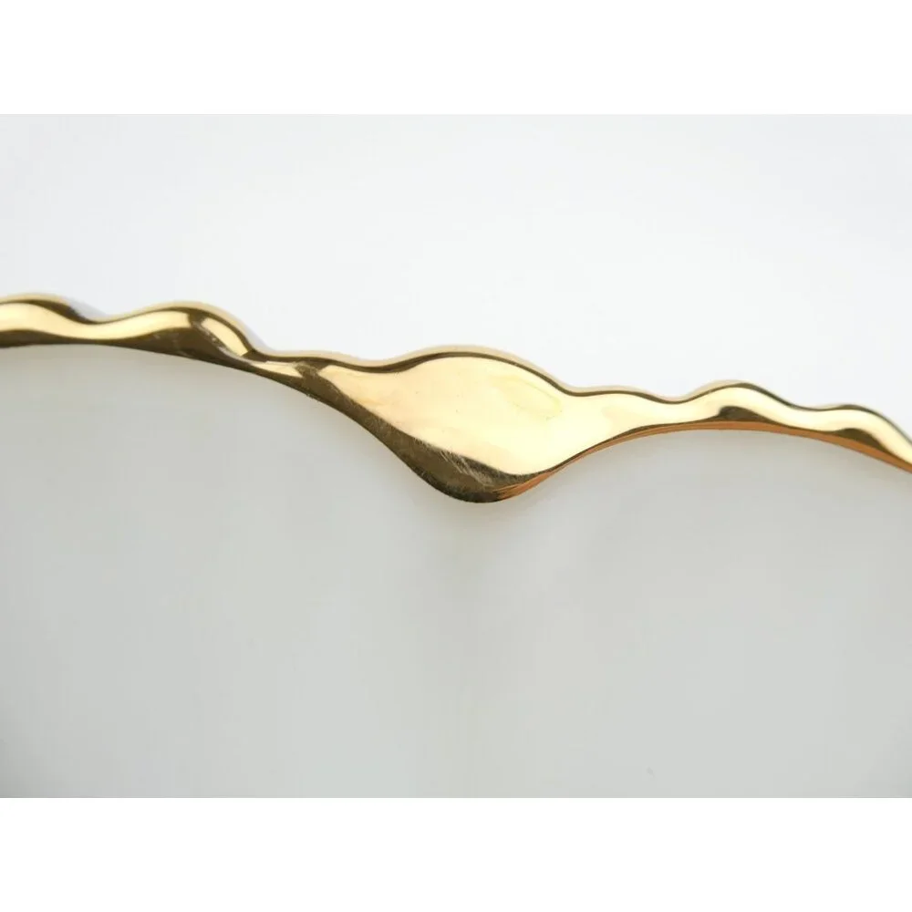 Vintage‎ Anchor Hocking Milk Glass Deviled Egg Plate With Gold Trim